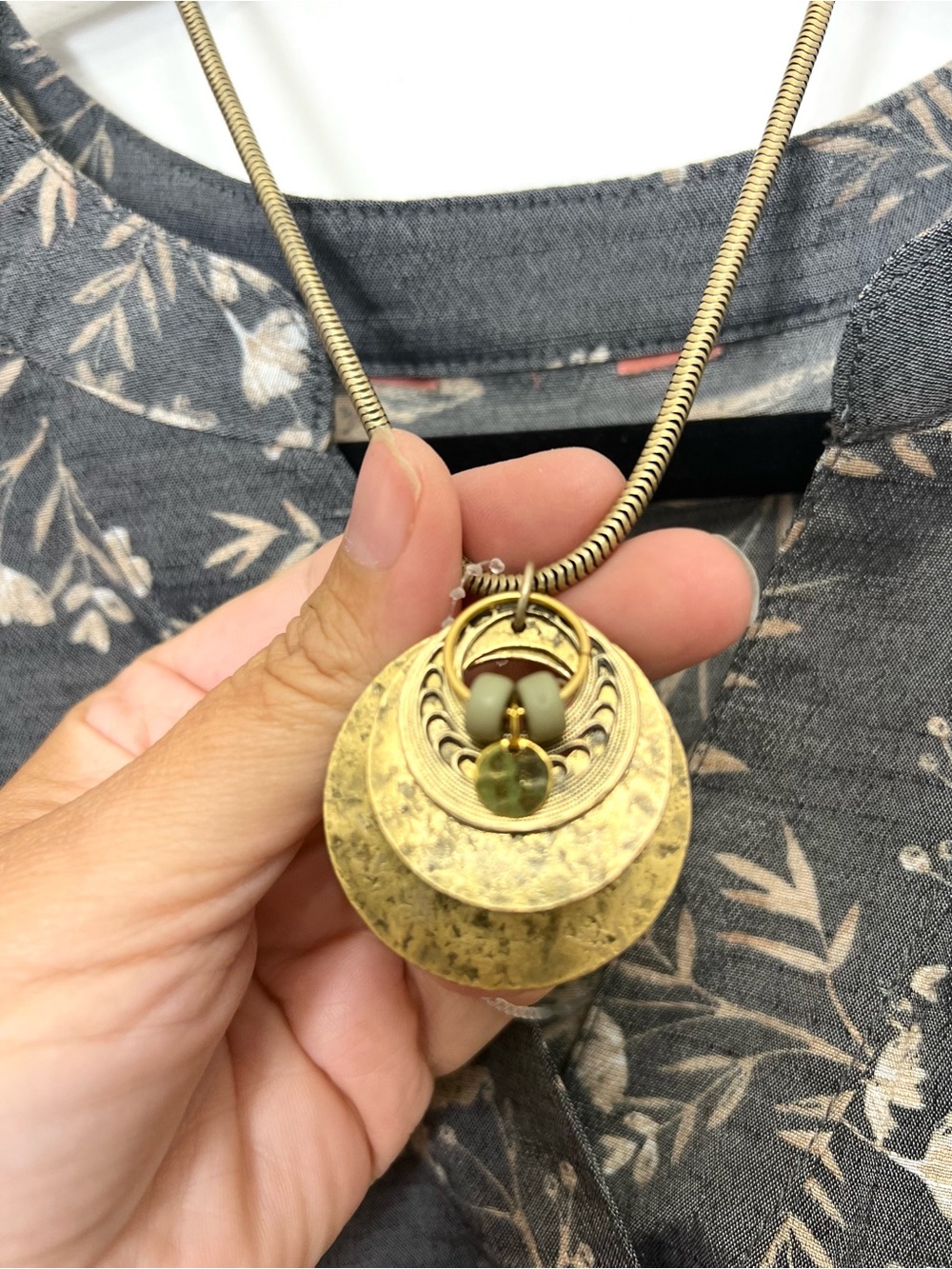 Boho vintage hammered look necklace